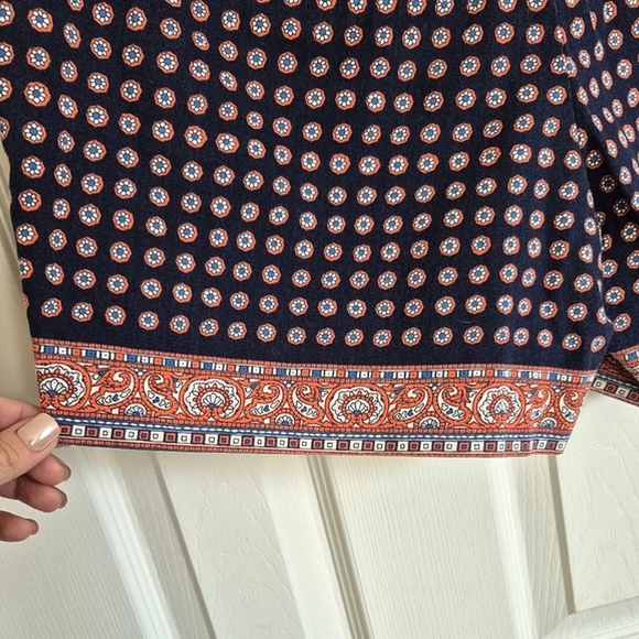 J. Crew Navy Blue Floral Boho‎ Paisley Cotton Shorts Womens 8 - Picture 7 of 16